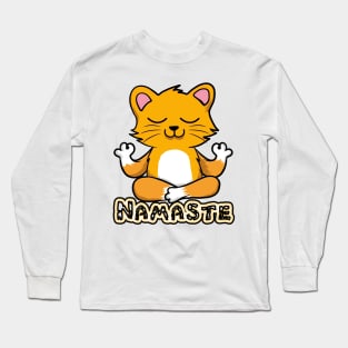 namaste cat yoga Long Sleeve T-Shirt